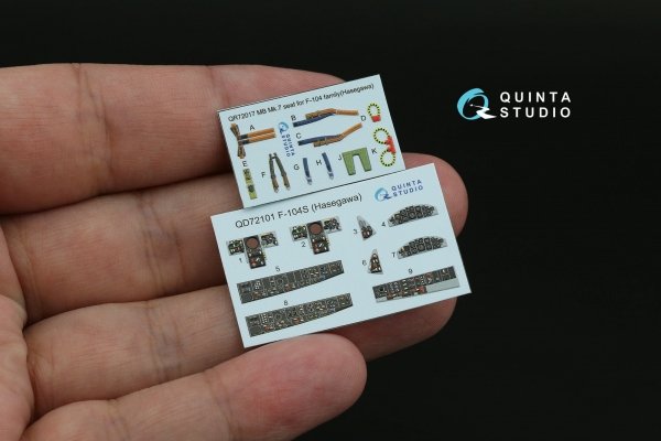 Quinta Studio QD72101 F-104S 3D-Printed &amp; coloured Interior on decal paper (Hasegawa) 1/72