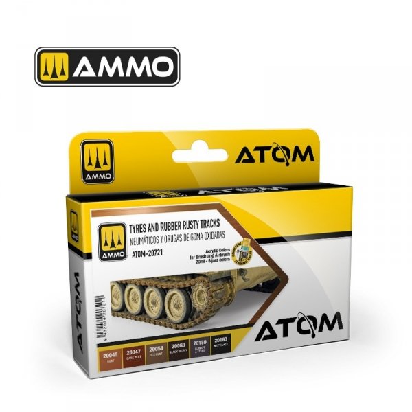 AMMO by Mig Jimenez 20721 ATOM Tyres and Rubber Rusty Tracks Set 6x20ml