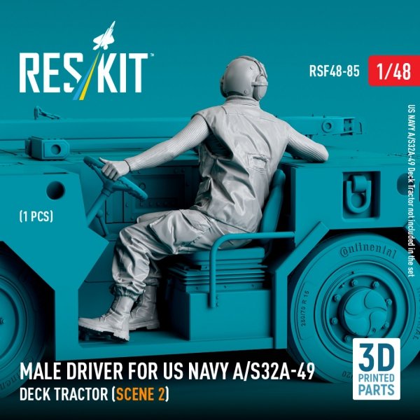 RESKIT RSF48-0085 Male driver for US NAVY A/S32A-49 Deck Tractor (scene 2) (1 pcs) (3D Printed) 1/48