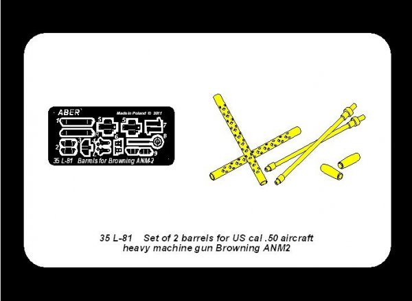 Aber 35L-081 Set of 2 standard barrels for U.S aircraft machine guns cal .50 Browning ANM2 (1:35)	