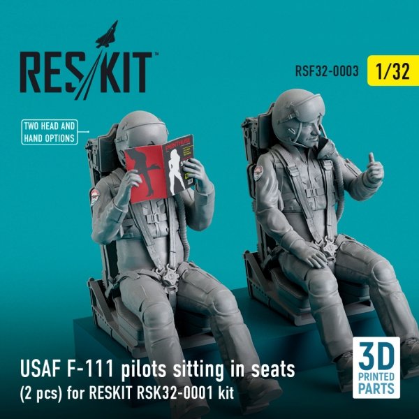 RESKIT RSF32-0003 USAF F-111 PILOTS SITTING IN SEATS (2 PCS) FOR RESKIT RSK32-0001 KIT (3D PRINTED) 1/32