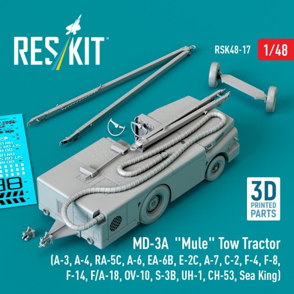 RESKIT RSK48-0017 MD-3A "Mule" Tow Tractor (3D Printed model kit) 1/48