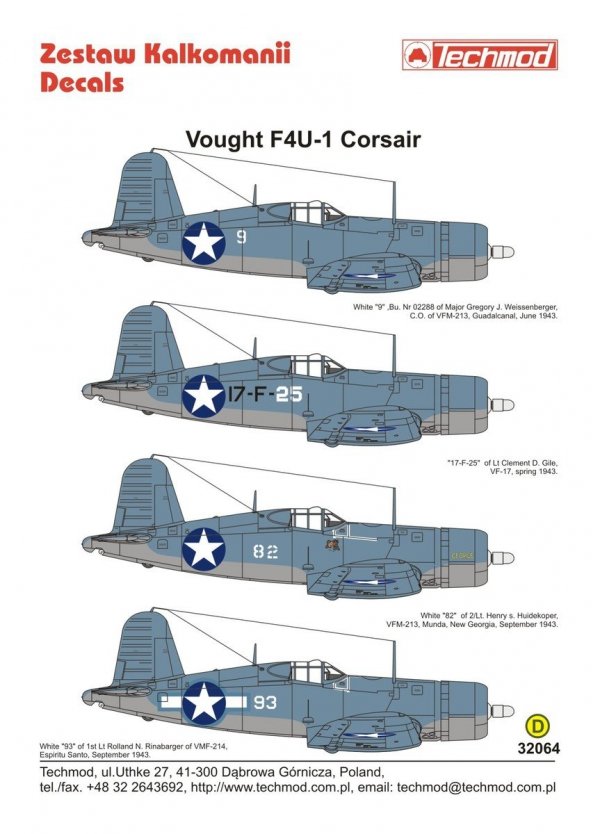 Techmod 32064 Vought F4U-1 Corsair (1:32)