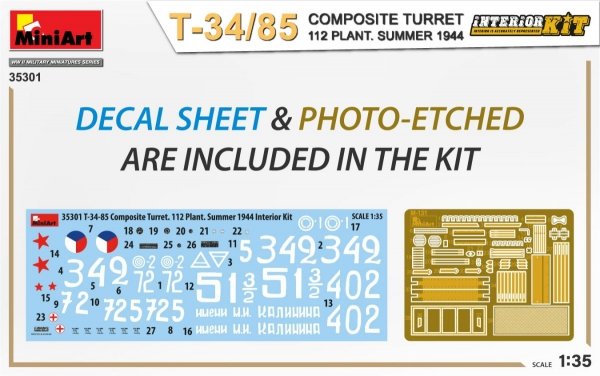 MiniArt 35301 T-34/85 COMPOSITE TURRET. 112 PLANT. SUMMER 1944 INTERIOR KIT 1/35