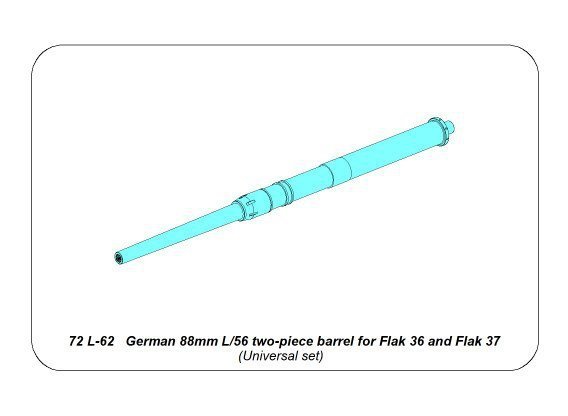 Aber 72L-62 German 88mm L/56 two-piece barrel for Flak 36/37 (1:72)