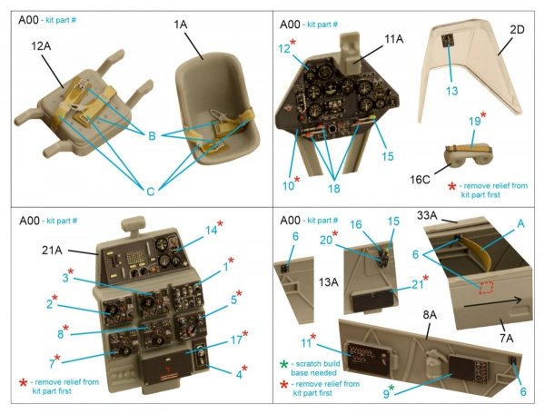 Quinta Studio QD48289 Ar 196A-3 3D-Printed &amp; coloured Interior on decal paper (Italeri) 1/48