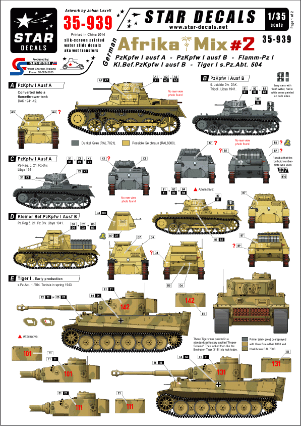 Star Decals 35-939 German Afrika Mix 2 1/35
