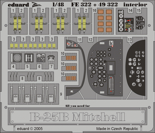 Eduard FE322 B-25B interior ACCURATE MINIATURES 1/48 