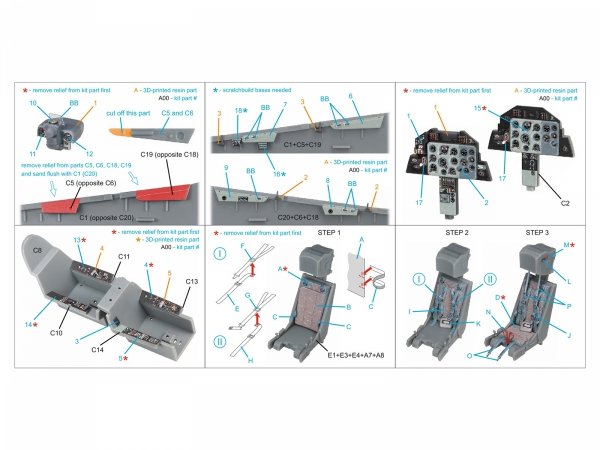 Quinta Studio QDS+48603 L-39ZA 3D-Printed &amp; coloured Interior on decal paper ( Trumpeter )( Small version )( with 3D-printed resin parts ) 1/48