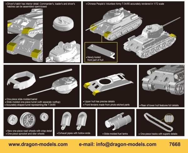 Dragon 7668 Chinese Volunteer T-34/85 1/72