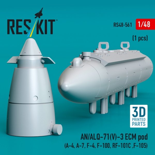 RESKIT RS48-0561 AN/ALQ-71(V)-3 ECM pod (1pcs) (3D Printed) 1/48