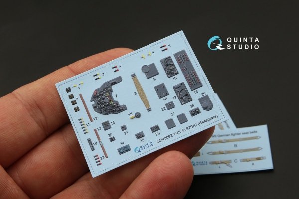 Quinta Studio QD48092 Ju 87D/G 3D-Printed &amp; coloured Interior on decal paper (for Hasegawa kit) 1/48
