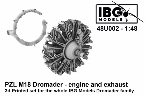 IBG 48U002 PZL M18 Dromader - Engine and Exhaust - 3d Printed Set 1/48