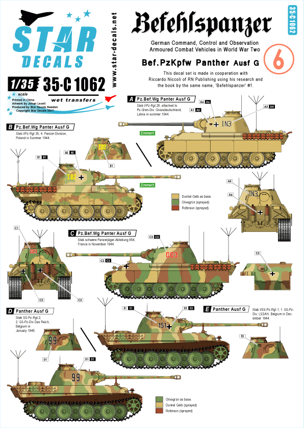 Star Decals 35-C1062 Befehlspanzer # 6 1/35