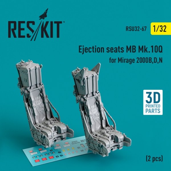 RESKIT RSU32-0067 Ejection seats MB Mk.10Q for Mirage 2000B,D,N (2 pcs) (3D Printed) 1/32