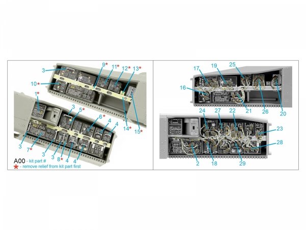 Quinta Studio QD35118 AH-64D Extended forward avionics bays 3D-Printed &amp; coloured Interior on decal paper (Takom) 1/35