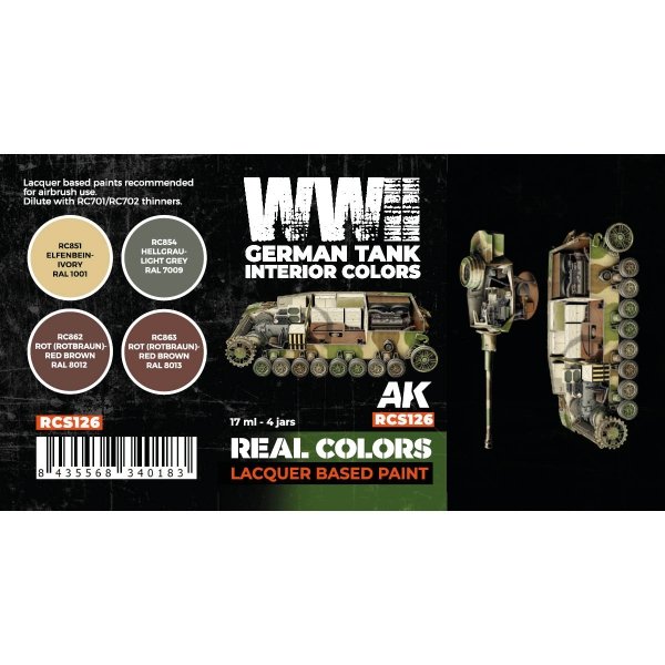 AK Interactive RCS126 WWII German Tank Interior Colors 4x17ml