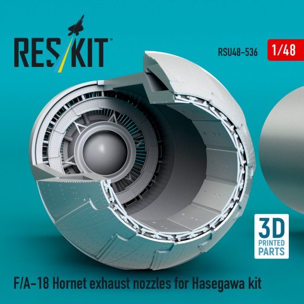 RESKIT RSU48-0536 F/A-18 Hornet exhaust nozzles for Hasegawa kit (3D Printed) (1/48)