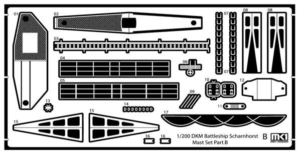 MK1 Design MD-20024 DKM Battleship SCHARNHORST DX PACK for Trumpeter 1/200
