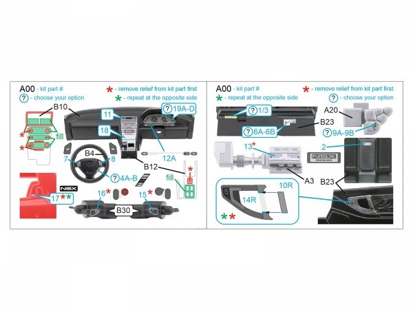 Quinta Studio QD24008 Honda NSX NA1 Japanese version 3D-Printed &amp; coloured Interior on decal paper (Tamiya) 1/24