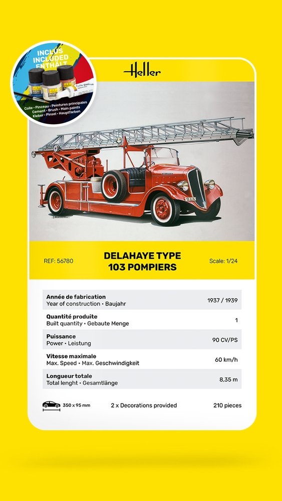 Heller 56780 Delahaye Type 103 Pompiers - Starter Kit 1/24