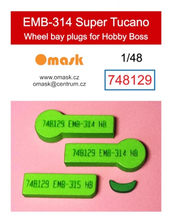 Omask 748129 EMB-314 Super Tucano wheel bay foam plugs (for Hobby Boss) 1/48