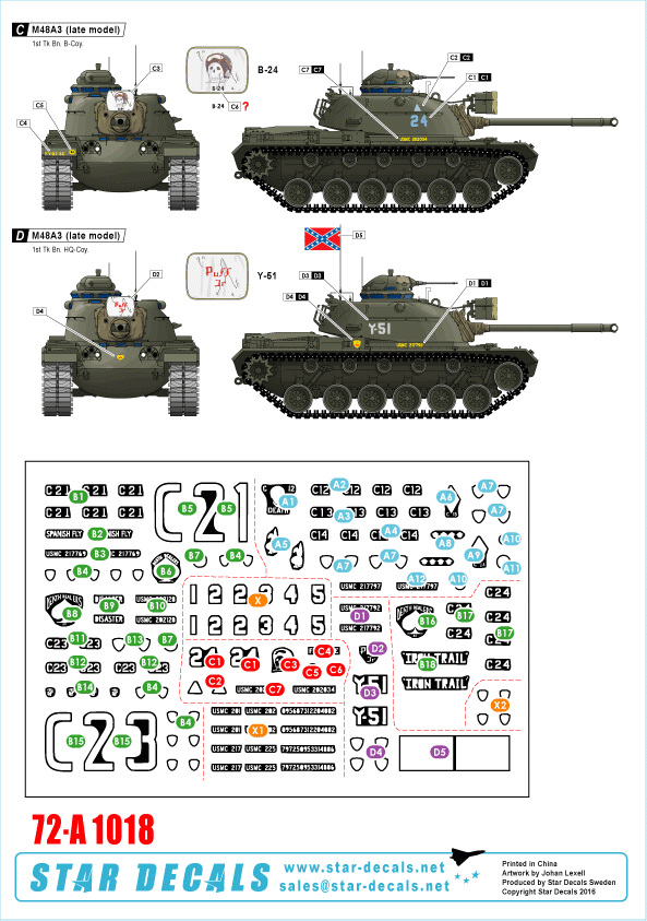 Star Decals 72-A1018 M48A3 Late model 1/72