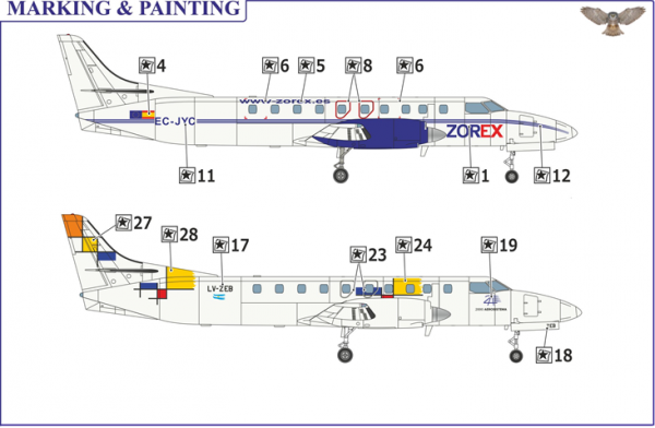 Sova 72066 SA-226TS Regional airliner (2 liveries) 1/72