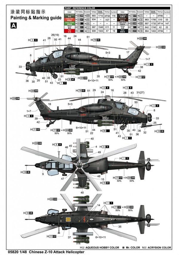 Trumpeter 05820 Chinese Z-10 Attack Helicopter 1/48