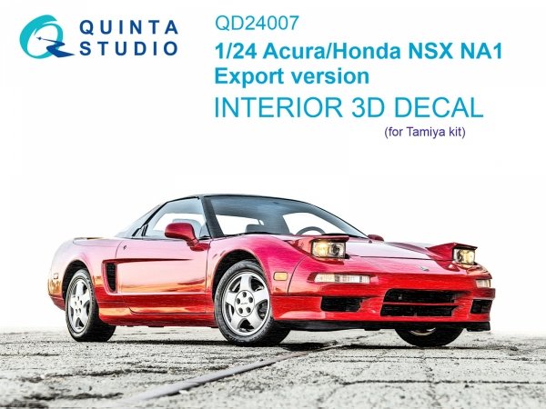 Quinta Studio QD24007 Acura-Honda NSX NA1 Export version 3D-Printed &amp; coloured Interior on decal paper (Tamiya) 1/24