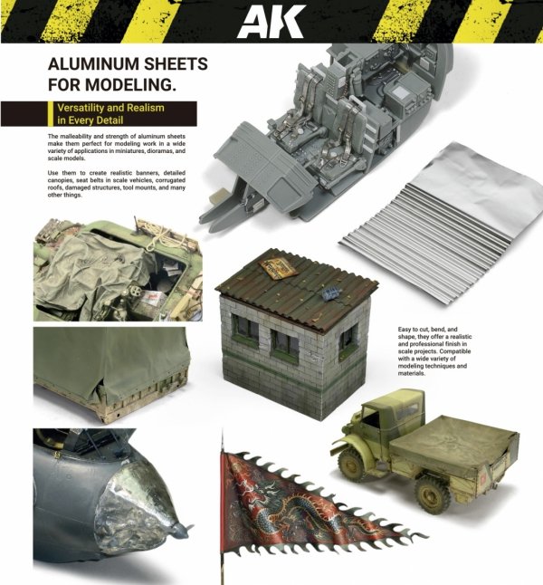 AK Interactive AK8313 ALUMINUM SHEET 200UM (MICROMETER) 200X250MM