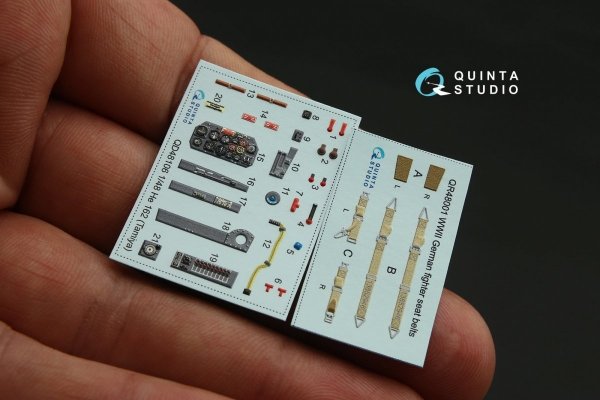 Quinta Studio QD48106 He-162 3D-Printed &amp; coloured Interior on decal paper (for Tamiya kit) 1/48