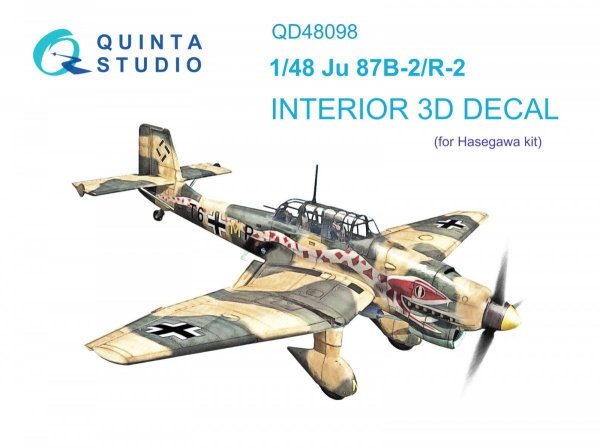 Quinta Studio QD48098 Ju 87B-2/R-2 3D-Printed &amp; coloured Interior on decal paper (Hasegawa) 1/48
