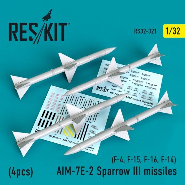 RESKIT RS32-0321 AIM-7E-2 SPARROW III MISSILES (4 PCS) 1/32