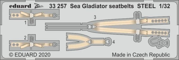 Eduard 33257 Sea Gladiator seatbelts STEEL 1/32 ICM