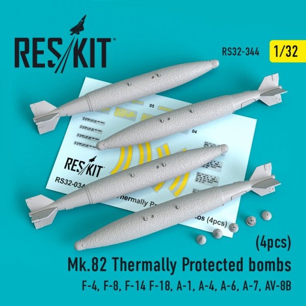 RESKIT RS32-0344 MK.82 THERMALLY PROTECTED BOMBS (4 PCS) 1/32