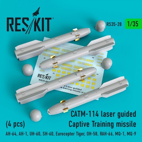 RESKIT RS35-0028 CATM-114 LASER GUIDED CAPTIVE TRAINING MISSILES (4 PCS) 1/35