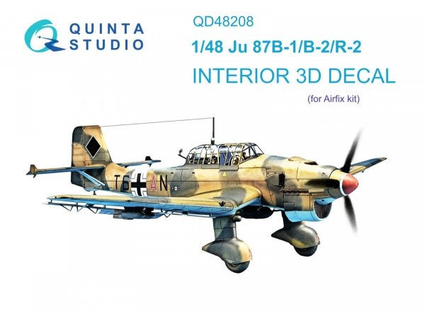 Quinta Studio QD48208 Ju 87B-1/B-2/R-2 3D-Printed &amp; coloured Interior on decal paper ( Airfix ) 1/48