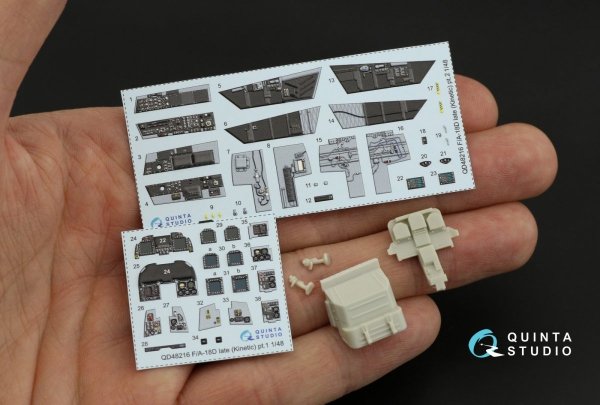 Quinta Studio QD48216 F/A-18D Late 3D-Printed &amp; coloured Interior on decal paper with resin parts (Kinetic) 1/48