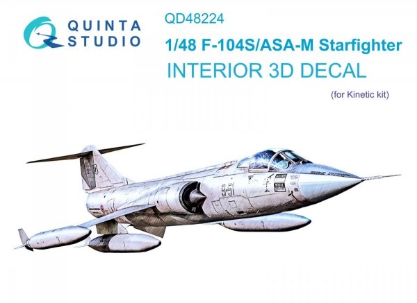 Quinta Studio QD48224 F-104S/ASA-M 3D-Printed &amp; coloured Interior on decal paper (Kinetic) 1/48