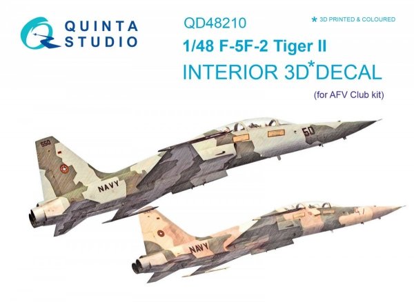 Quinta Studio QD48210 F-5F-2 3D-Printed &amp; coloured Interior on decal paper (AFV club) 1/48
