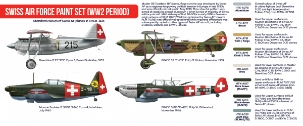 Hataka HTK-AS15 Swiss Air Force Paint Set (WW2 period) (8x17ml)