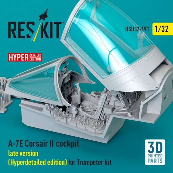 RESKIT RSU32-0191 A-7E Corsair II late cockpit (Hyperdetailed edition) for Trumpeter kit (3D Printed) (1/32)