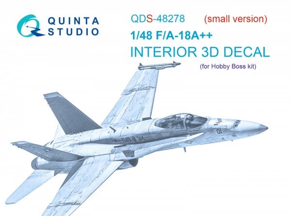 Quinta Studio QDS48278 F/A-18А++ 3D-Printed &amp; coloured Interior on decal paper (HobbyBoss)(Small version) 1/48