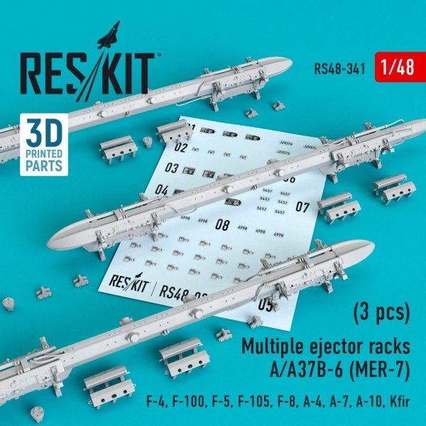 RESKIT RS48-0341 MULTIPLE EJECTOR RACKS A/A37B-6 (MER-7) (3 PCS) 1/48