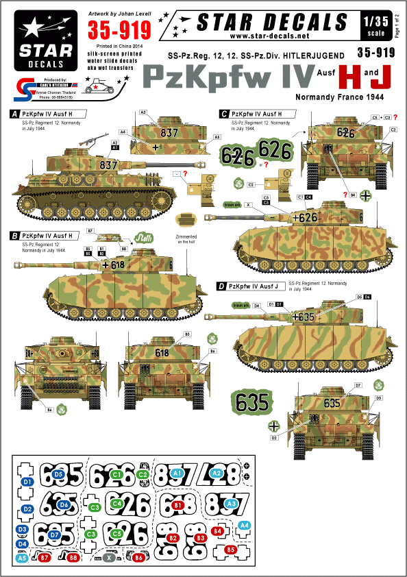 Star Decals 35-919 PzKpfw IV Ausf H and J 1/35