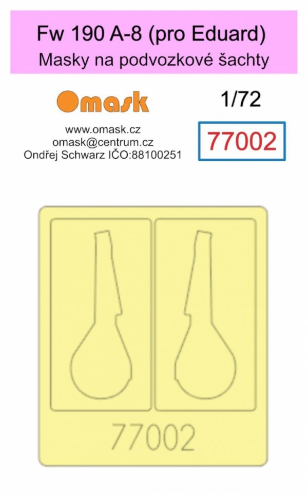 Omask 77002 Fw 190 A-8 (for Eduard) - wheel bay yellow masking tape 1/72