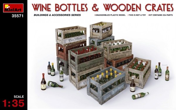 MiniArt 35571 Wine Beer Milk Bottles / Wooden Boxes 1/35