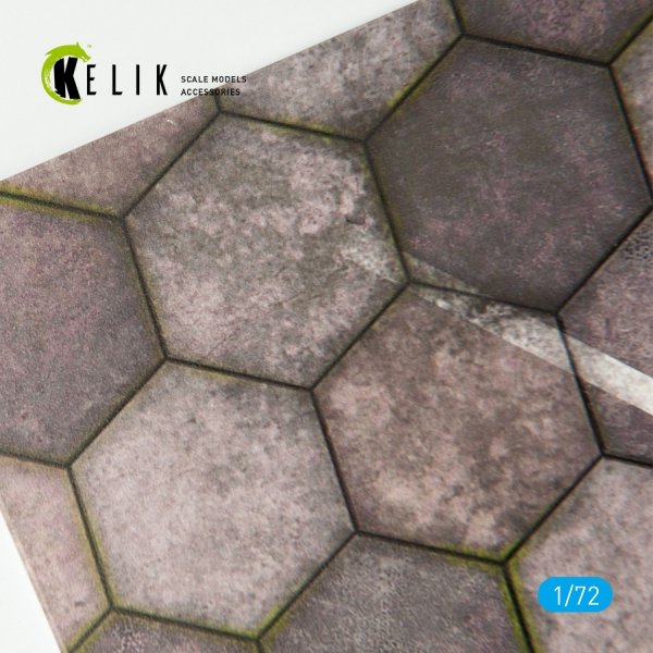 KELIK KS72004 HEXAGONNAL CONCRETE PLATES FOR AIRCRAFT AND HELICOPTERS BASE - ACRYLIC 3 MM (280 X 180 MM) 1/72