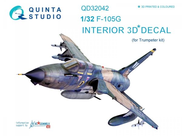 Quinta Studio QD32042 F-105G 3D-Printed &amp; coloured Interior on decal paper (for Trumpeter kit) 1/32